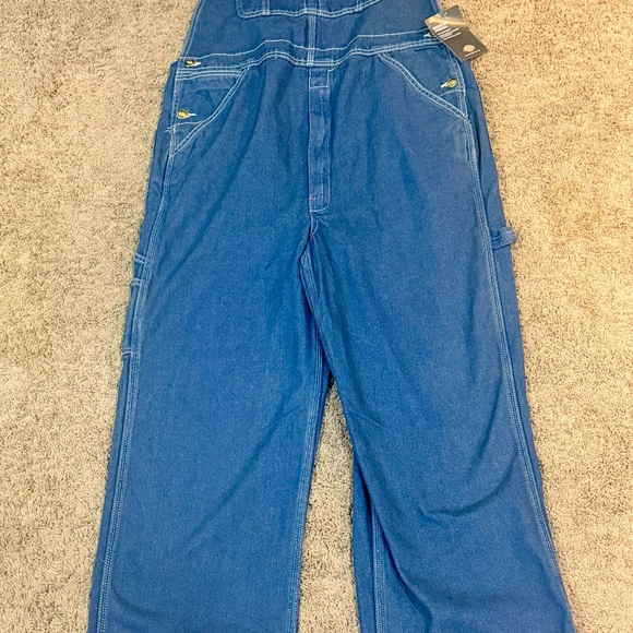Dickies Mens Indigo Bib Overalls Workwear Cotton Overall Denim - 83294 36x30 NWT - Picture 3 of 10